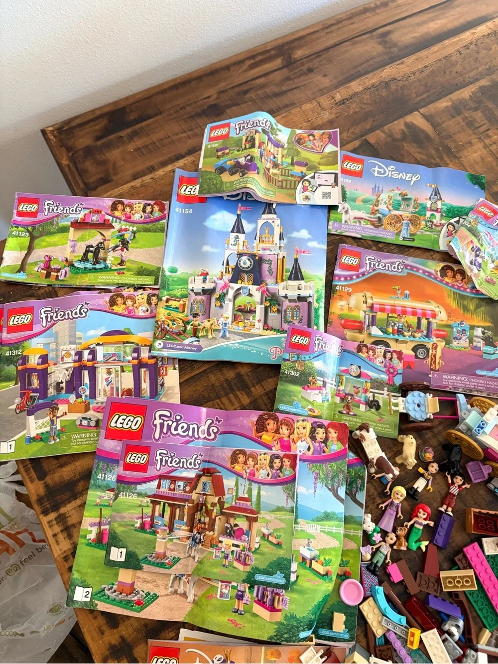 Lego Friends & Disney Mixed Color Building Pieces - Purple Pink White Tan